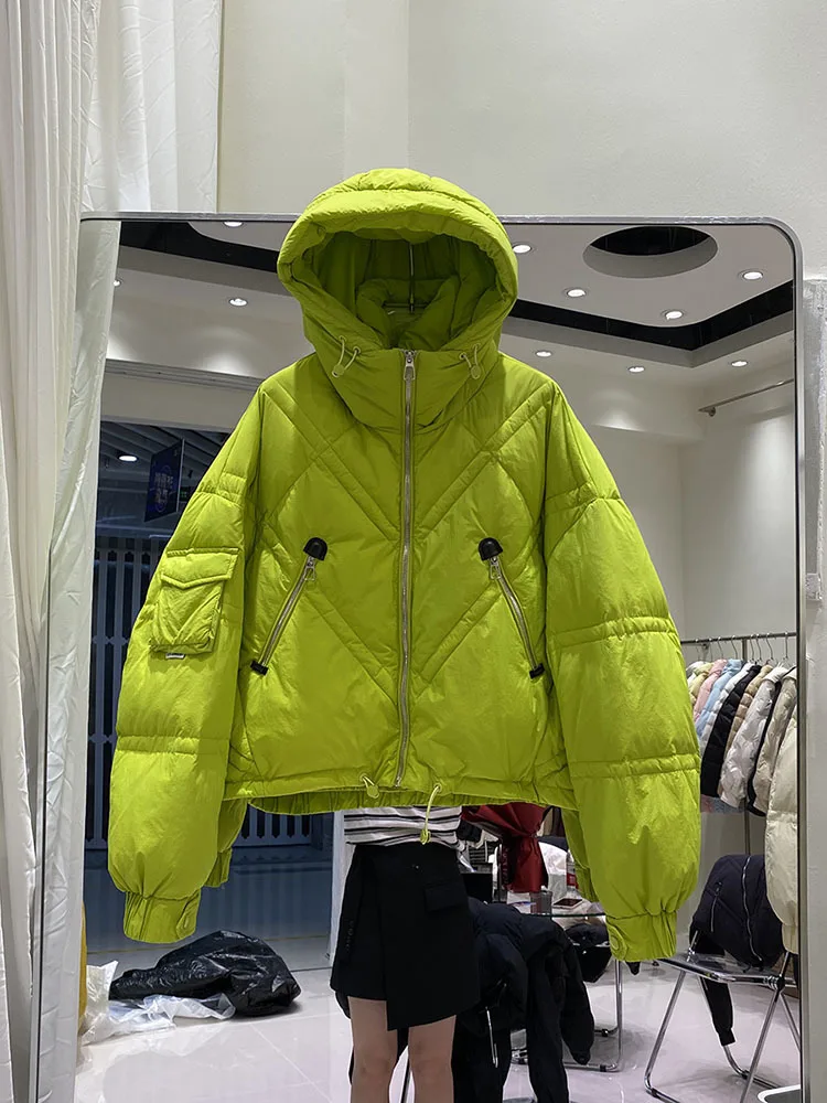 

90% 2023 высокое качество, Женское зимнее пальто, белая парка на утином пуху, Женская Толстая теплая ветрозащитная Свободная куртка-пуховик