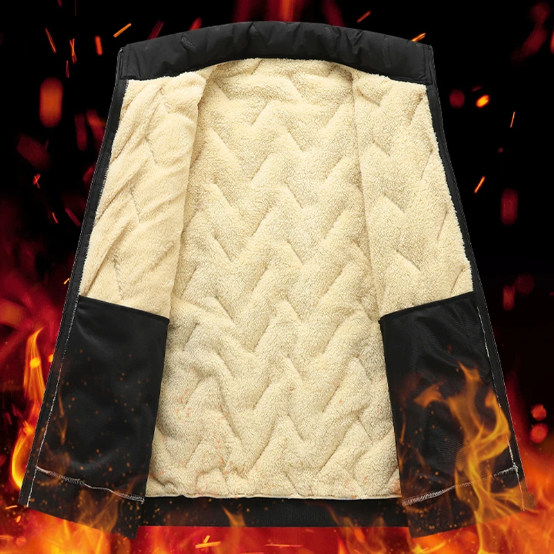 2025 جديد الرجال حجم كبير سترة تقليد الصوف الوقوف...