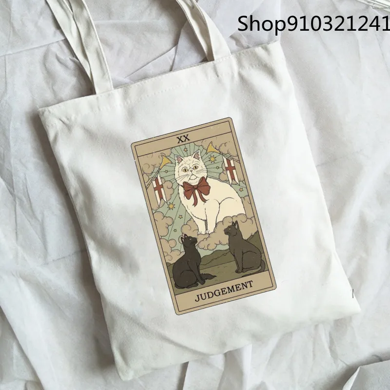 

Tarot Cards Print Fashion Canvas Bags Handbags Casual Shopper Bag Kawaii Cats Bags Shopping Bag Tote Bag Shoulder Bags for Girls