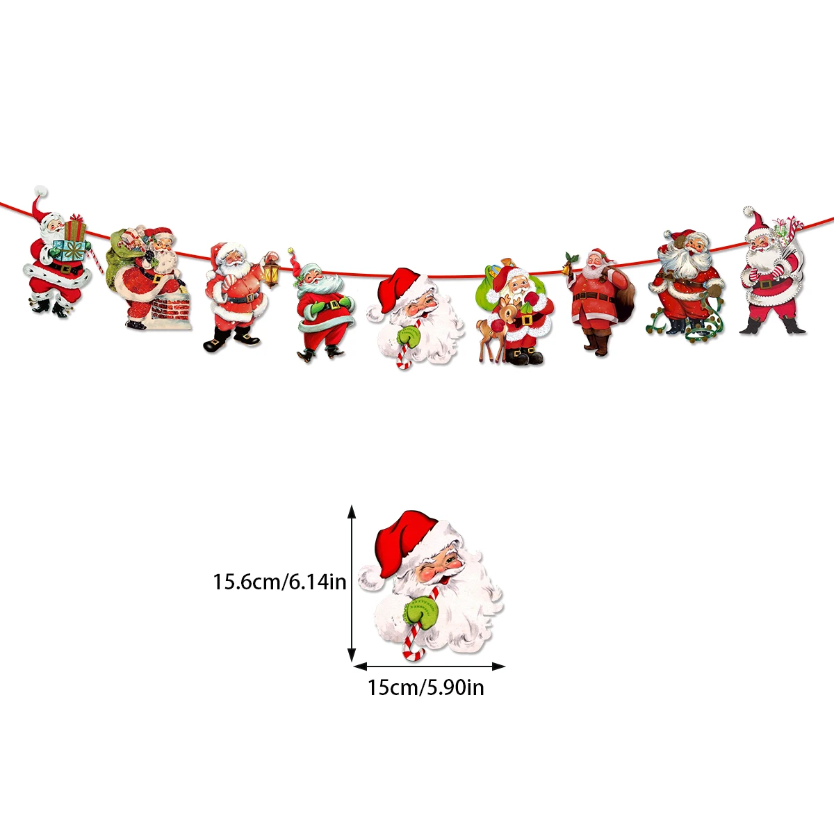 Merry Christmas Paper Hanging Banner Set Santa Elk Pattern Bunting Christmas Festival Scene Layout Home Party Decoration Supplie