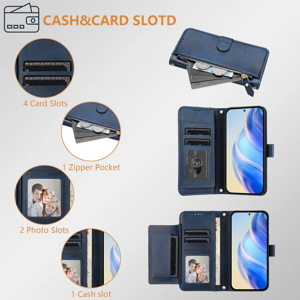 Premium Crossbody Zipper Leather Wallet Case