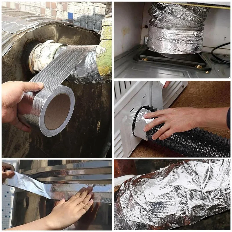 Fiberglass Aluminum Foil Tape 10Meters HVAC Heat Resistant Heat Shield