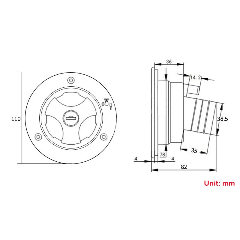 Gravity Water Inlet with Lock Water Tank Filling Port Camper Waterway RV System Boat Camper Trailer rv water inlet rv water tank system Caravan Accessories