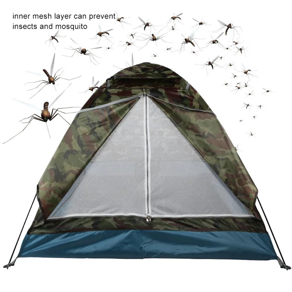 Portable 2 Person Camping Tent Mosquito Prevention Anti-UV Camouflage Color Outdoor Beach Fishing Ultralight Camping Tent