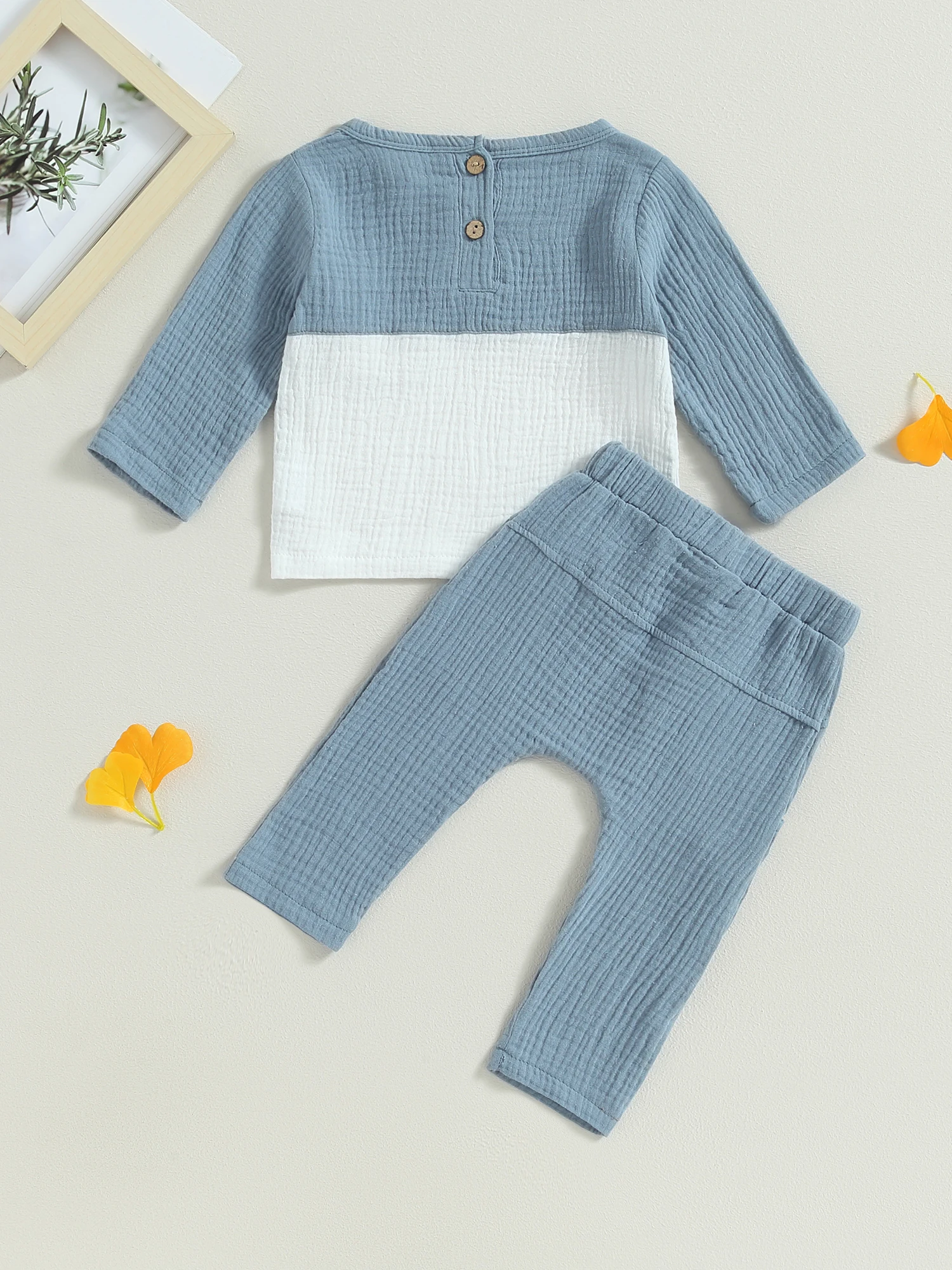 

Baby 3Pcs Winter Outfits Long Sleeve Hooded Jacket Contrast Color Pocket Tops and Pants Set Toddler Clothes