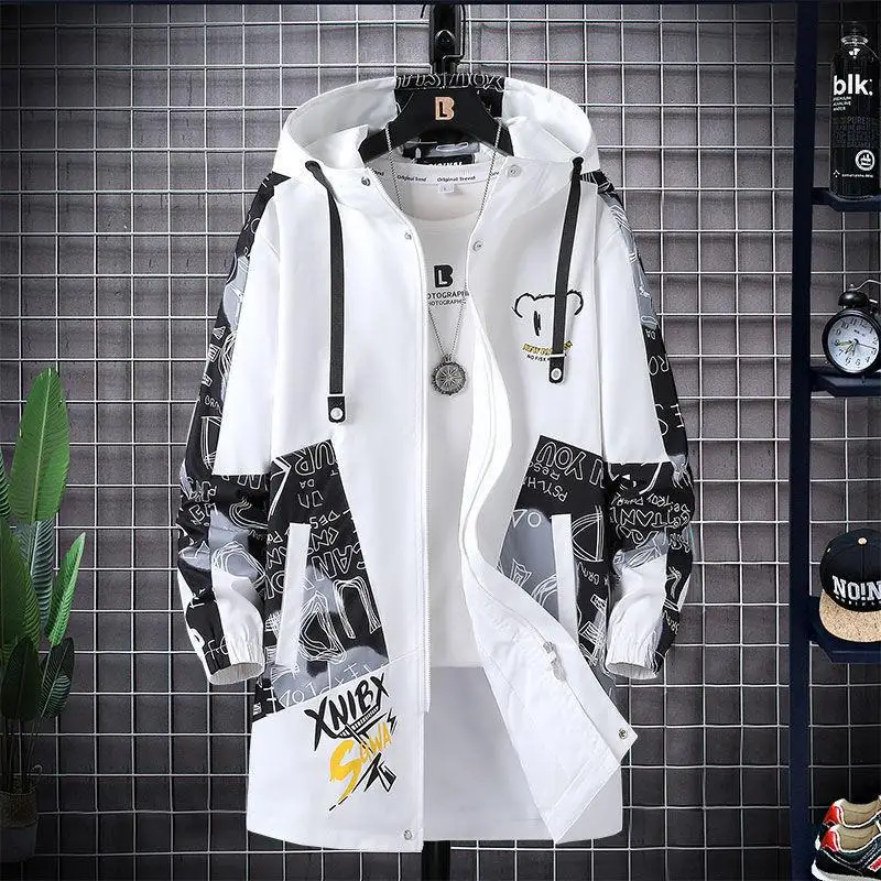 

Men's Autumn Long Trench Windproof Coat Jacket Spring Fashion Handsome Loose Dropshipping Man Teenage New