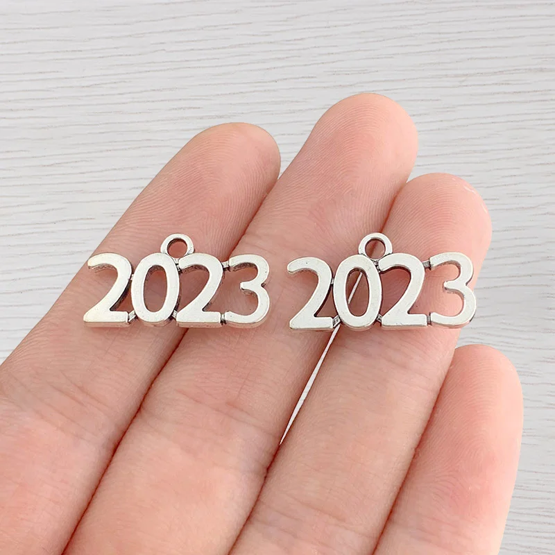 

30 x Tibetan Silver Color 2023 Year Charms Pendants for DIY Necklace Bracelet Jewelry Making Findings Accessories