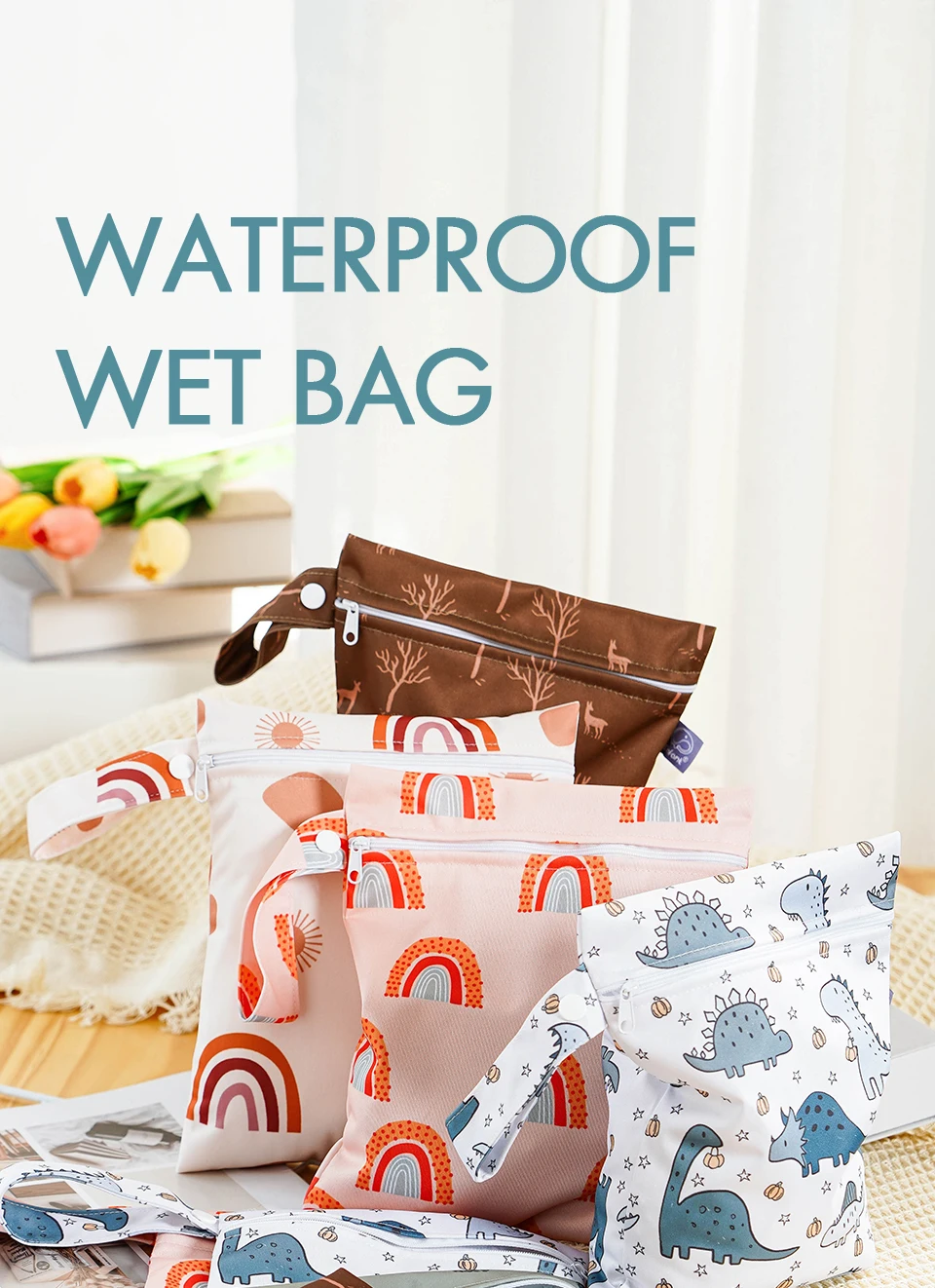 2 stücke unterschied liche Größe wasserdichte nasse Tasche nasse Packs äcke für Baby Stoff windeln & Milch pumpe Teil Veranstalter für Badeanzug nasse Kleidung – Detail 1