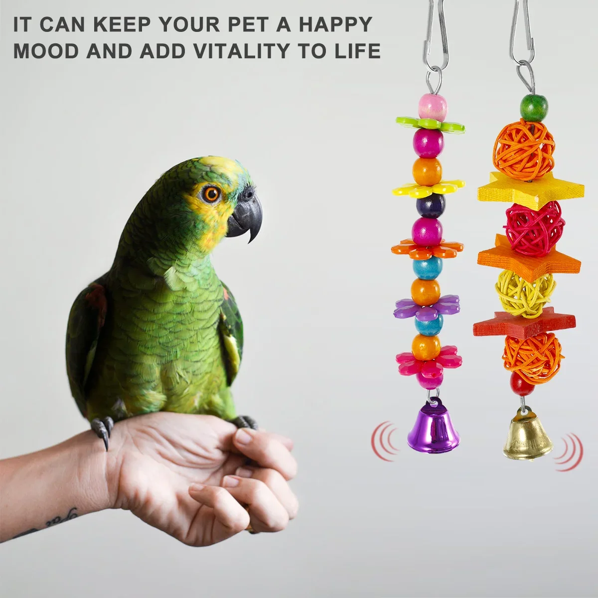 7Pcs Bird Parrot Toy Wood Colorful Bird Swing Toy Hanging Parrot Chewing Playing Training for Parakeets