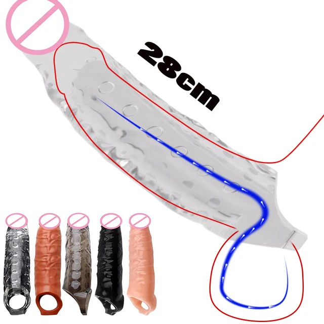 Penis-Extender, verzögerte Ejakulation, Penisverlängerung, Penisvergrößerung, Penisring, Penisverlängerung, große Penishülle, wiederverwendbar, Erwachsene ab 18 Jahren