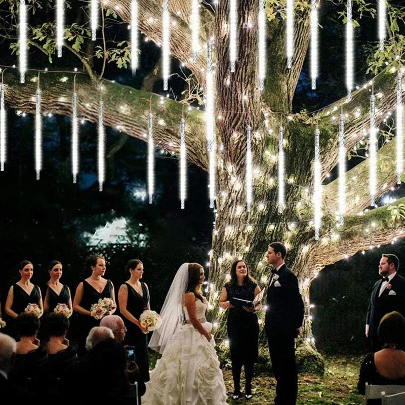 Description Picture 5 of itemLED Solar Meteor Shower String Lights 8 Tubes Holiday Lights Christmas Tree Garland Wedding Garden Decoration Outdoor Lighting
