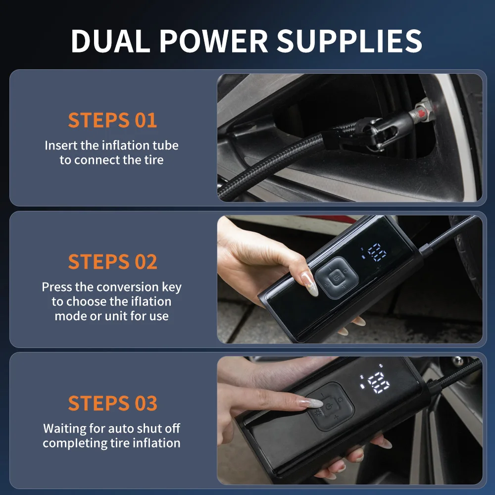 Tire Inflator YIJU Portable Tire Inflator Rechargeable Electric For Car Bicycle Digital Air Compressor Football Ball Pump