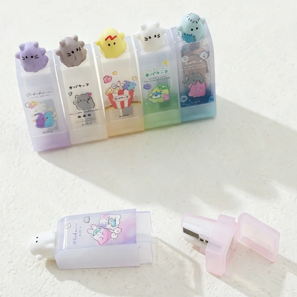 Temperino Kawaii a forma di gatto Pudding, con coperchio a ribalta, a foro singolo, portatile, per la scuola, per studenti - immagine 5