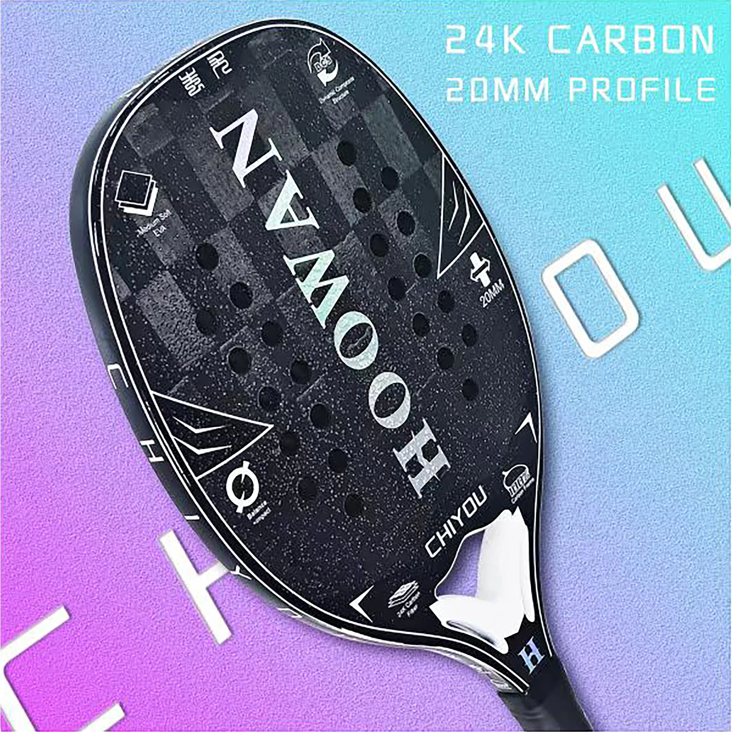 

HOWHAN Carbon Frame CHIYOU 24K Beach Tennis Com Uma Pistola De 20 Mm Fina Equilibrada Para O Jogador Avançado 7IN1