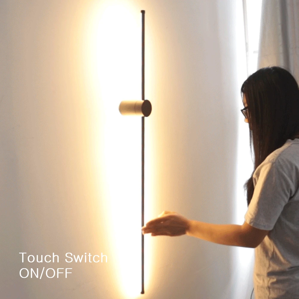 Nordic LED Wall Lamp Touch switch 350&deg; Rotation Long For Home Decor Bedroom Living Room