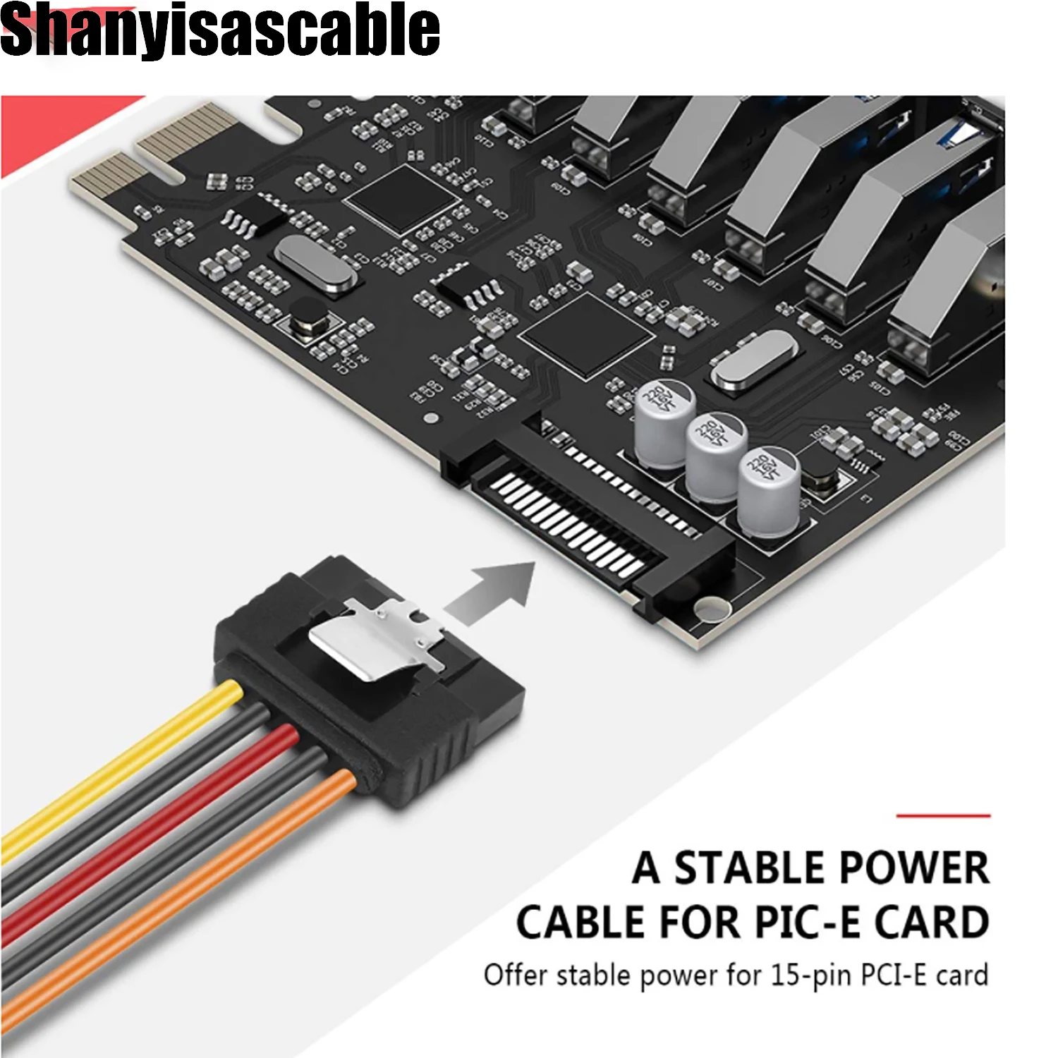 SATA Power Y-Splitter Cable 0.15M 15 Pin 8 Inches 2 Pack, sata power cable