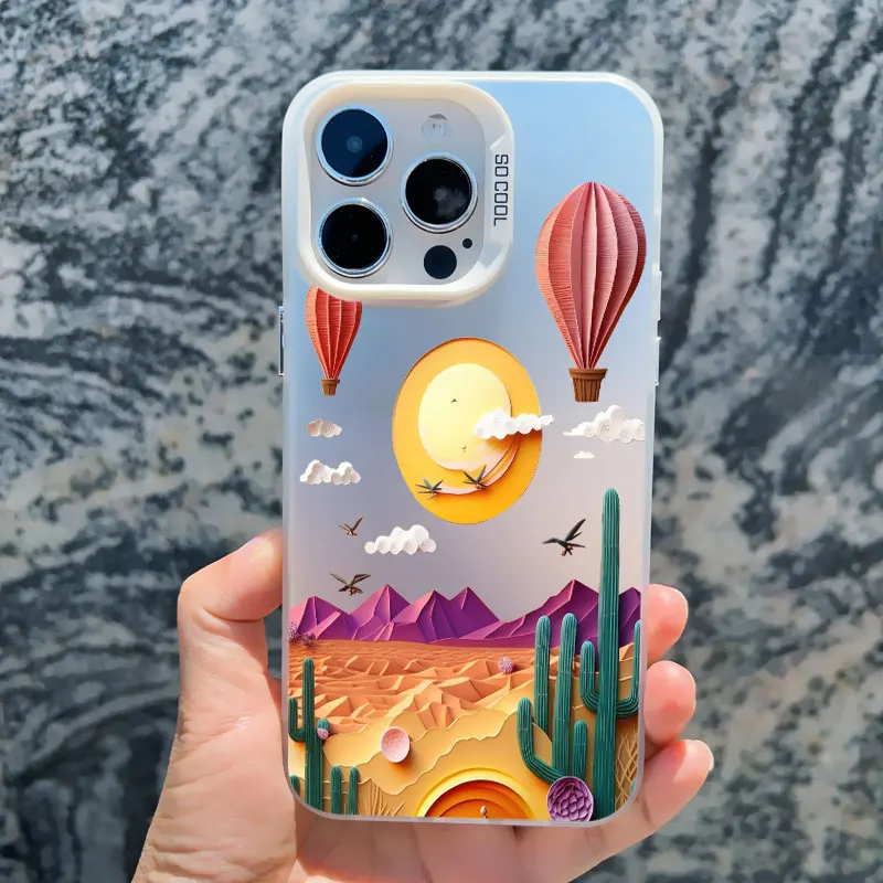 Kreative Berge Landschaft Landschaft 2D Druck Telefon Fall Für iPhone 13 Mini 15 14 Plus 15 14 13 12 11 Pro Max Laser Abdeckungen – Detail 1