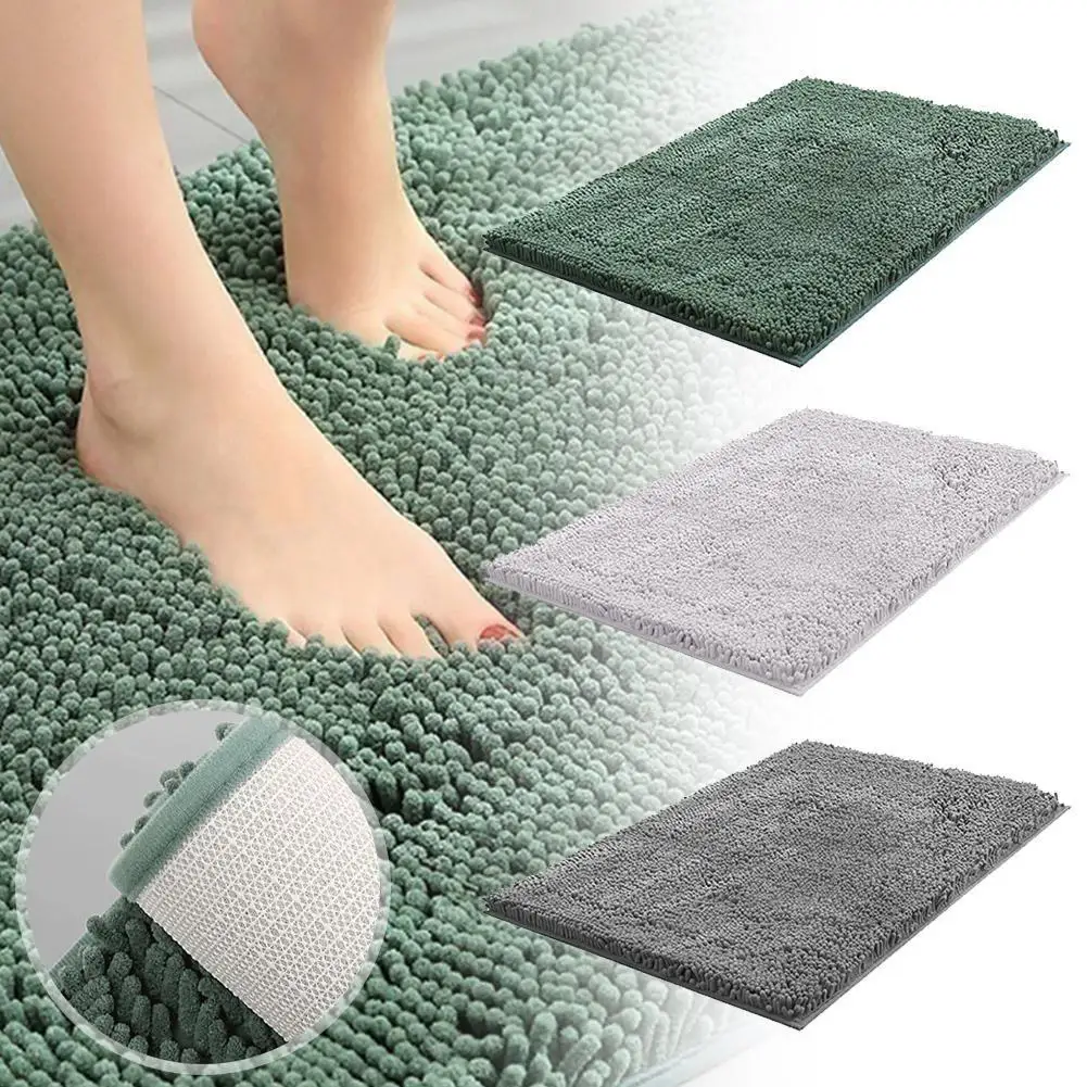 

Fluffy Washable Chenille Absorbent Bathroom Floor Mat Rug Carpet Foot Toilet X Kitchen Bedroom 60cm Pads 40cm