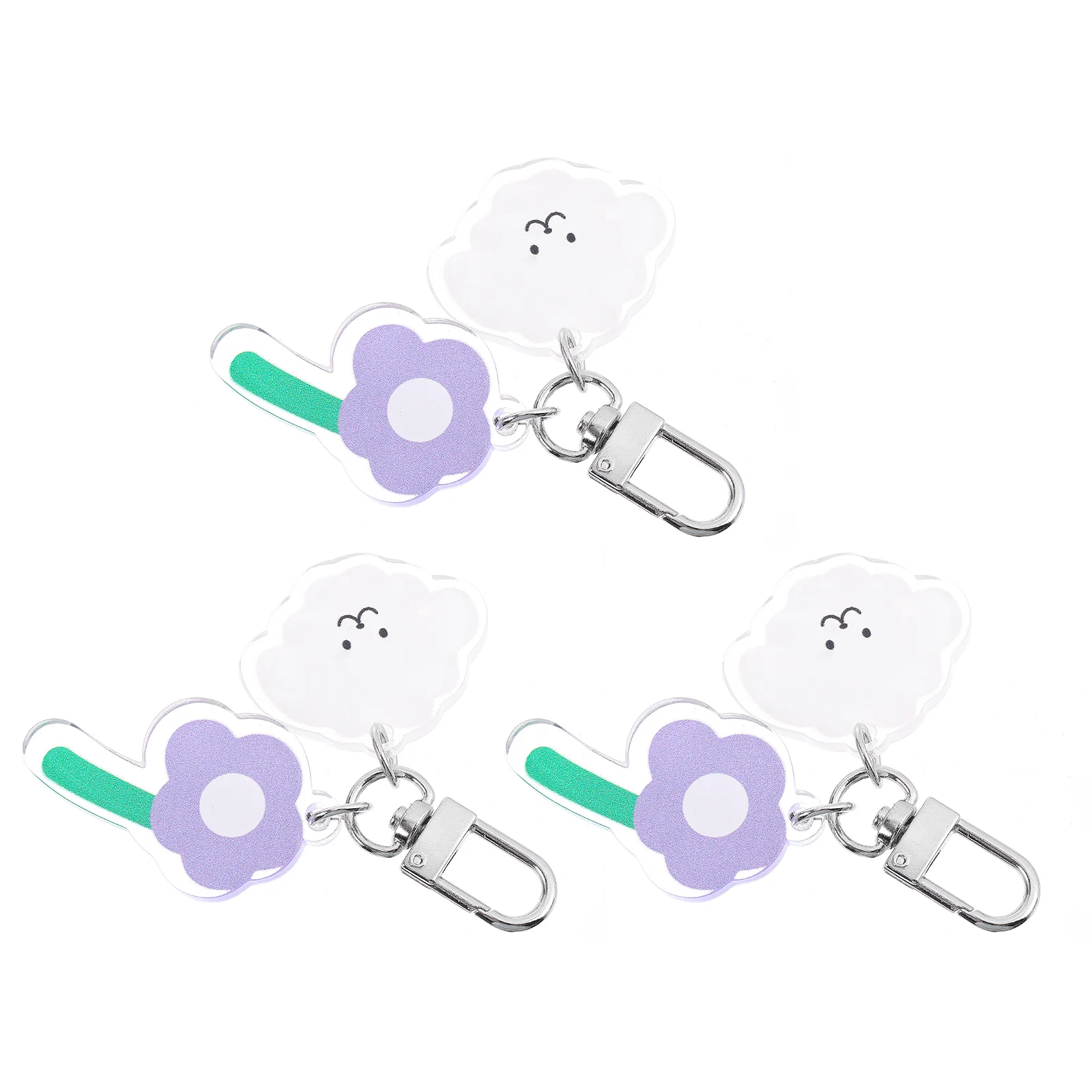 

3 Pcs Key Chain Fob Lovely Design Chains Creative Flower Rings Acrylic Decors Car Lovers