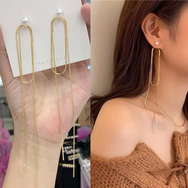 Style Simulated Pearl Earrings For Women Personality Geometric Female Elegant Earring Jewelry Valentine's Day Girl Gift