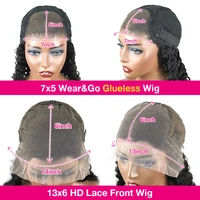 250% crépus bouclés 13x6 HD dentelle frontale perruque porter Go sans colle perruque Afro bouclés perruques de cheveux humains 7x5 HD Transparent dentelle fermeture perruque 6