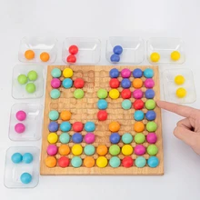 

Rainbow Ball Matching Toys Colorful Fun Puzzle Chess Board Game With 80pcs Colored Beads Intelligent Brain Game Educational Toys