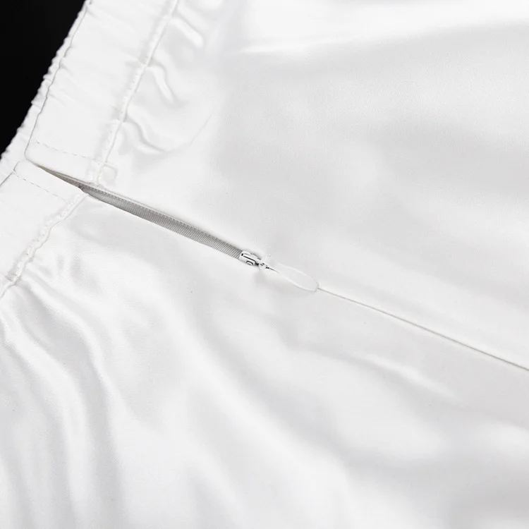 White Satin High Waist Long Skirt For Women Zipper Side Split Slim Elegant Party Maxi Skirt Y2k Outfit Female Long Skirt