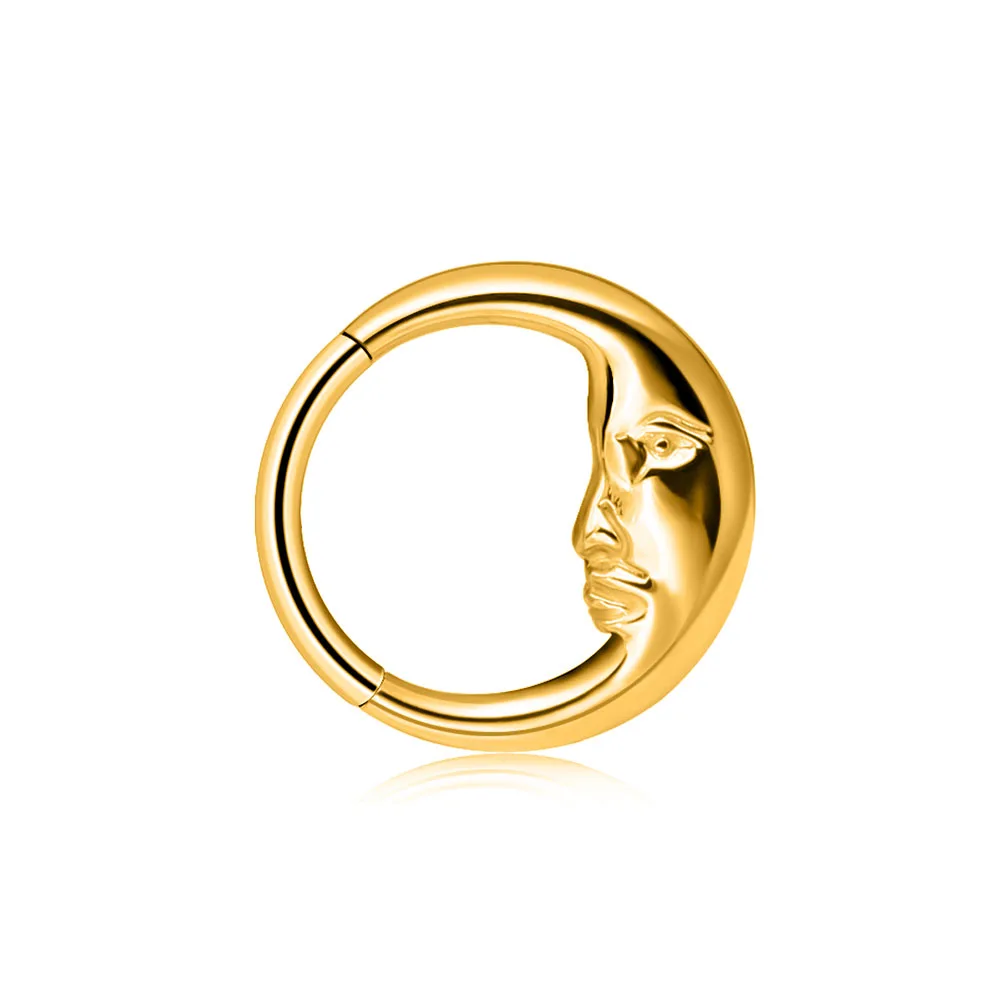 Titanium Earring 16G Snake Bee Moon Flame Septum Piercing Heart Tusk Helix Hinged Daith Conch Opal Hoop Nose Ring