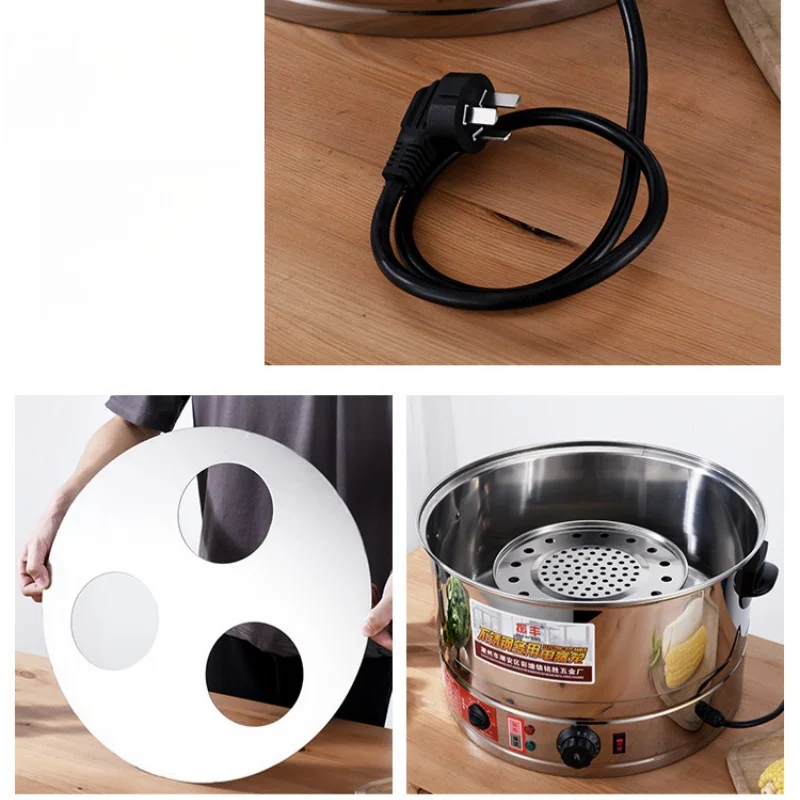 220V Electric Steamer Stainless Steel 35/40/47/52cm Big Capacity Commercial Steamer Pot 3/4 Layers Electric Food Steamer Timing 3