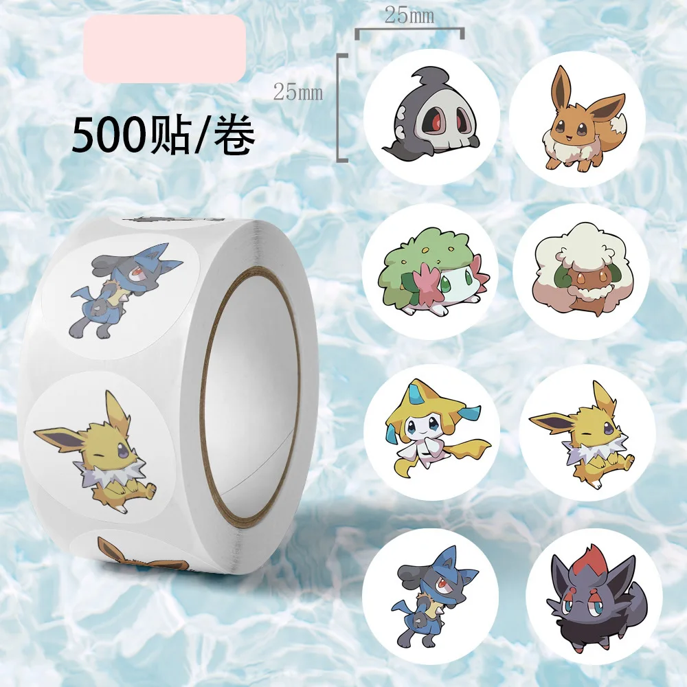 500 stücke Rolle Cartoon Pokemones Aufkleber Kawaii Anime Eevee Diy Pvc Laptop Aufkleber Dekoration Stiker Kinder Belohnung Spielzeug Mädchen Geschenk – Detail 5