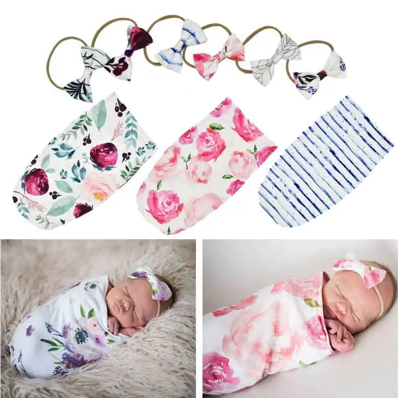 

Soft Cotton Infant Swaddle Muslin Blanket Newborn Baby Wrap Swaddling Blanket Sleeping Bag+Headband Outfits Set