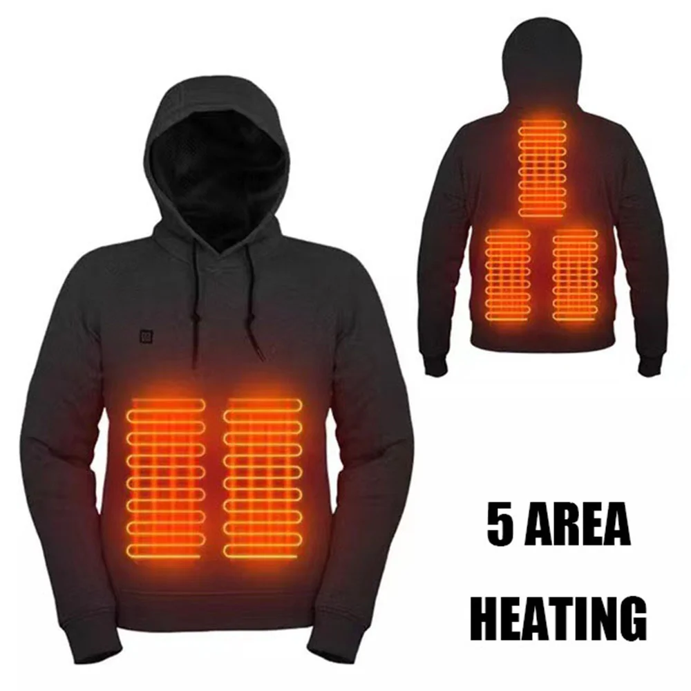 

Hooded Heating Hoodie Warm Men's Women USB Charge Outdoor Casual Clothing Electric Heating 5 Zone Heating Winter