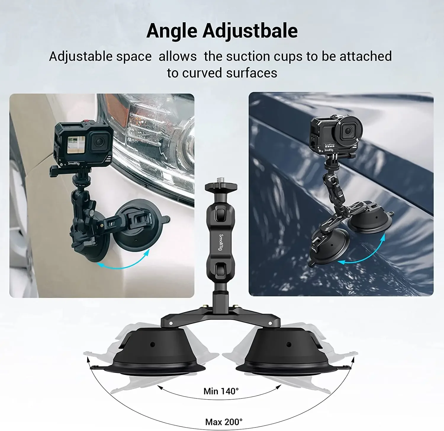 SmallRig SPortable Dual Suction Cup Camera Mount SC-2K for Vlogging Mobile Phone Multi-Angle for Sony DLSR Windshield Shooting