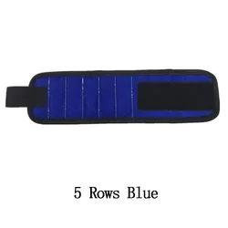 Magnetic Wristband with Strong Grip for Tool and Nail Storage (Five rows of blue)