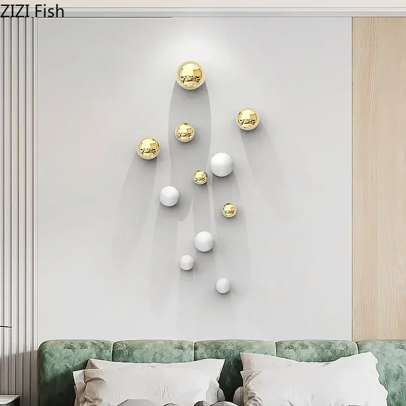 Golden/silver Ball Wall Hanging Ornaments Set Room Aesthetics Decor Round Ball Pendants Living Room Decoration Wall Display 3