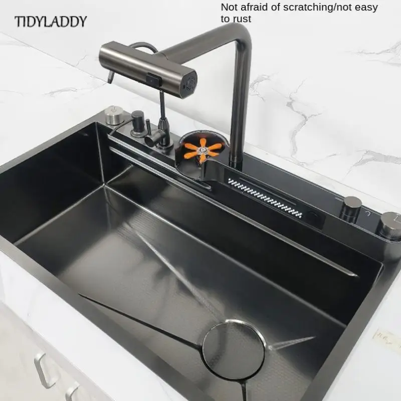 Waterfall Kitchen Sink Pull Out Waterfall Water Tap Smart Kitchen Sink Multifunction Kitchen Faucets Novel Kitchen Accessorie 5