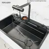 Waterfall Kitchen Sink Pull Out Waterfall Water Tap Smart Kitchen Sink Multifunction Kitchen Faucets Novel Kitchen Accessorie 5