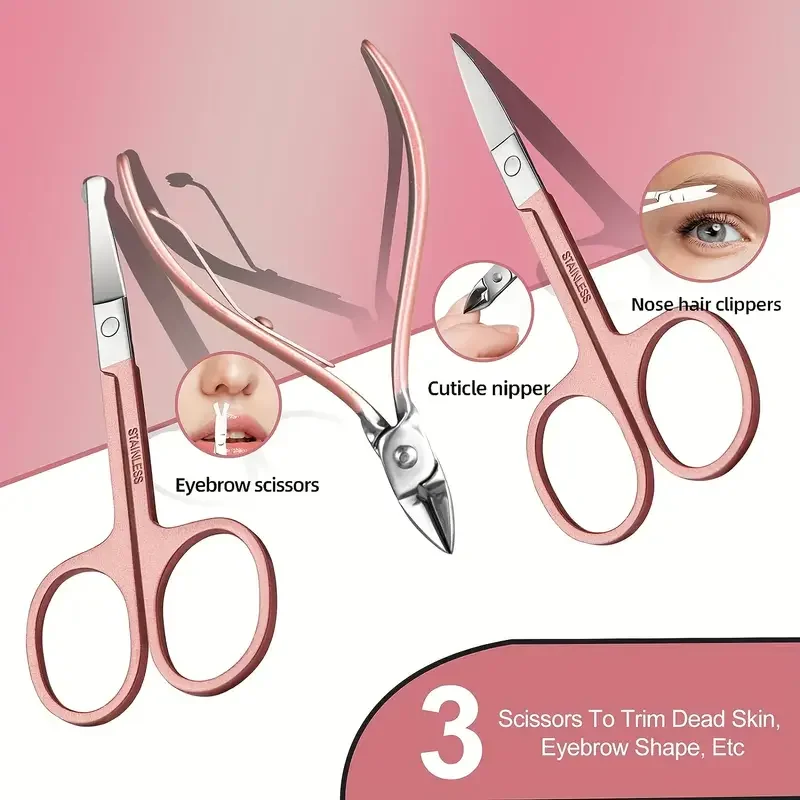 Nail Clipper Set Cherry Blossom Powder 30-piece Nail Clipper Stainless Steel Nail Clipper with Eyebrow Razor Beauty Set Tool Set