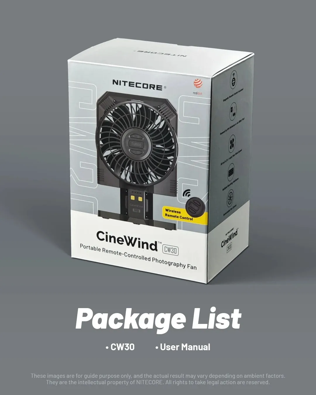 NITECORE CW30 CineWind Portable Remote-Controlled Photography Powerful Fan 10 Le