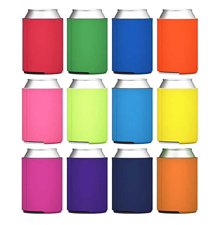 12Pcs Solid Color Cup Cover Beer Sleeves Camping Parties Can Cup Soda Cover Foam Material Drink Cooler Bottle Outdoor Sleeve