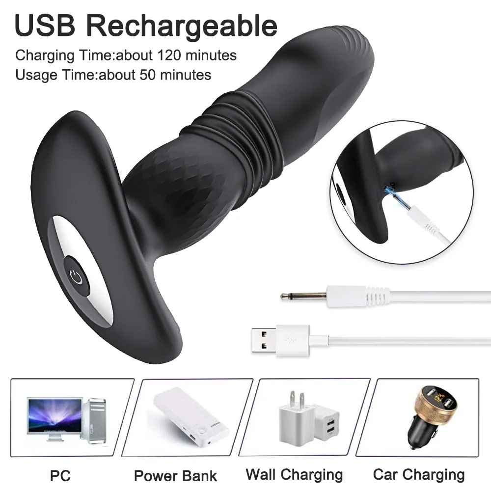 Vibratore anale a spinta per uomo, vibratore con app Bluetooth, telecomando, massaggiatore prostatico telescopico, stimolatore prostatico maschile_voghion.com