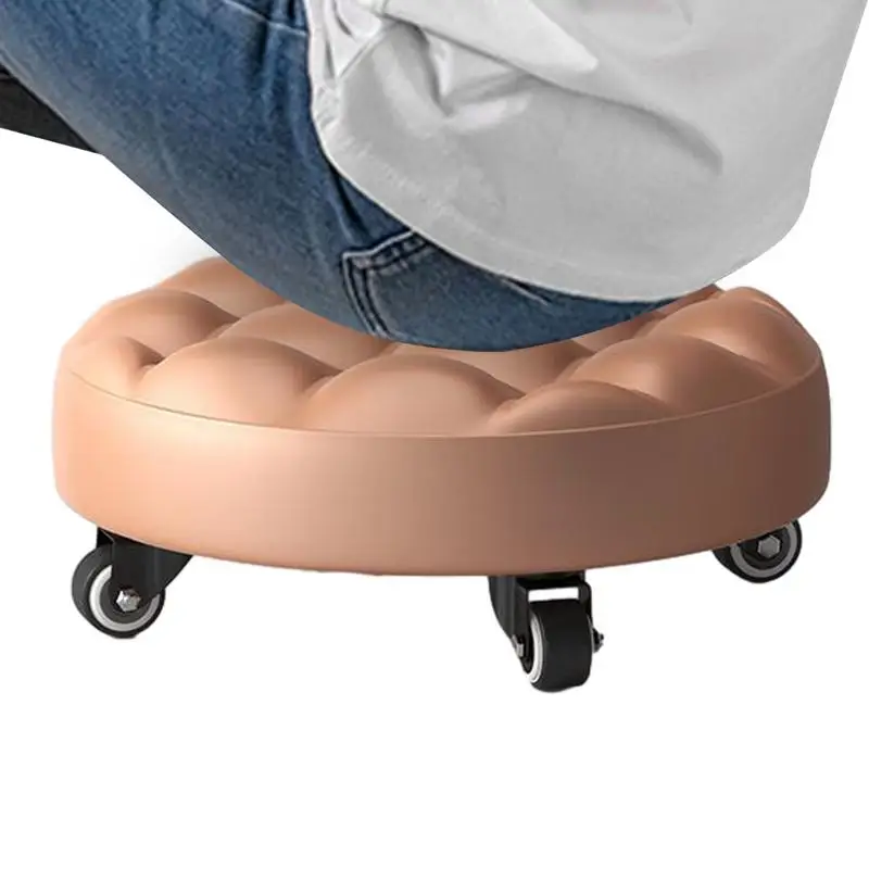 

Floor Chairs For Kids Roller Seat Low Stool Chair PU Leather Rolling Stool Low Height With 4 Wheels Multipurpose Floor Chair