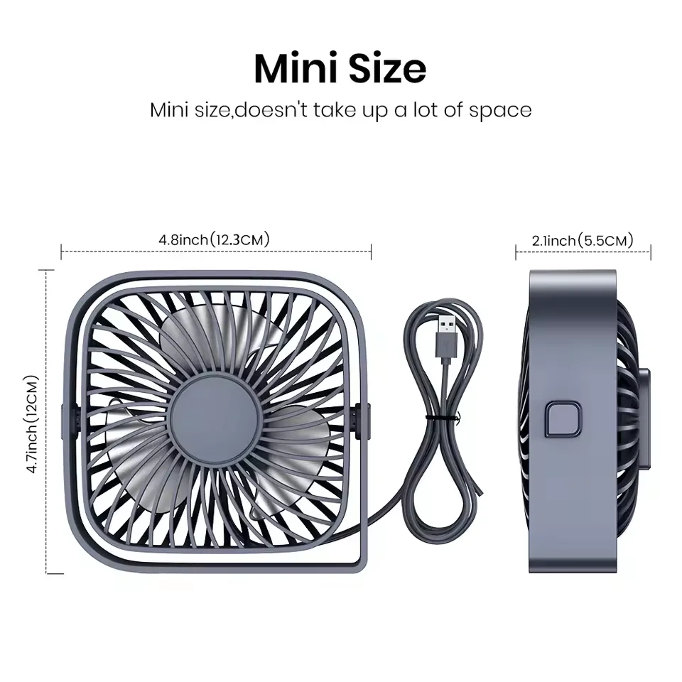 Compact 360° Rotatable USB-Powered Desktop Fan