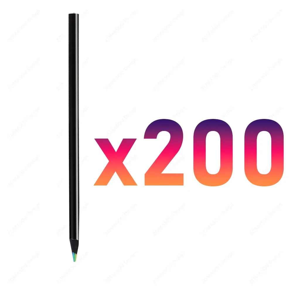 1-300 قطعة قلم رسم قوس قزح ملون من الخشب الأسود أق...