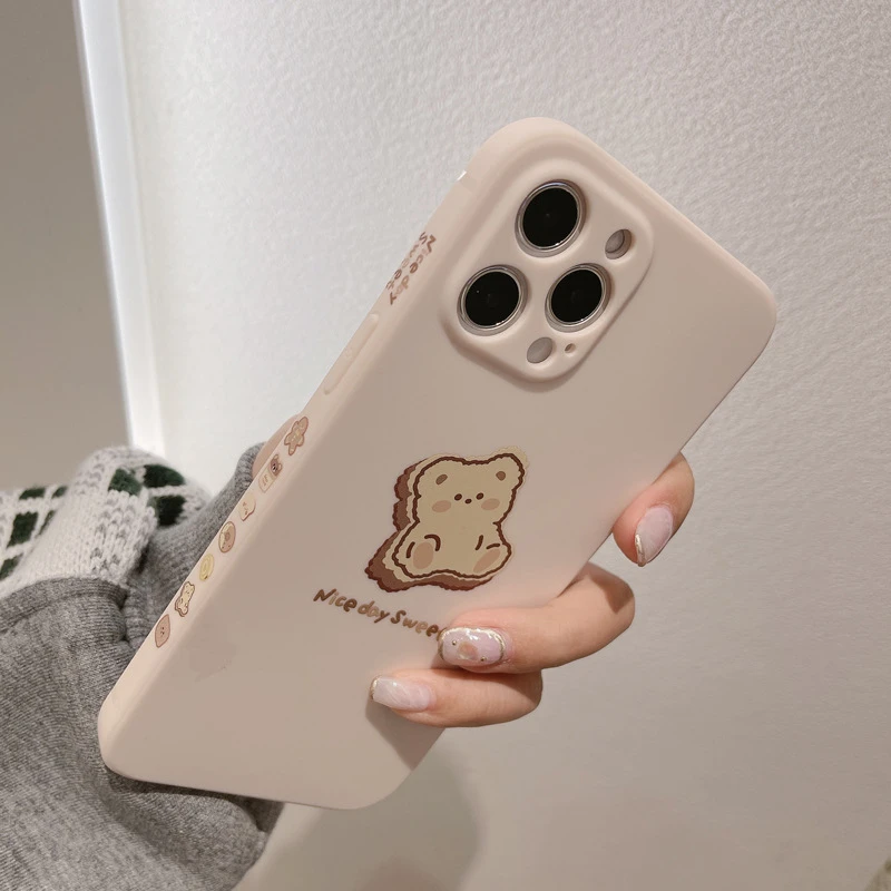 Cute Carton Solid Color Bear Soft Silicone Phone Case For Iphone 13 12
