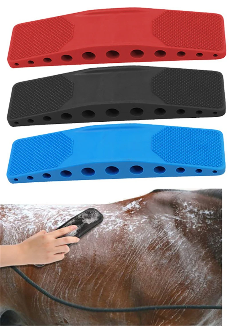 6in1 Horse Brush Removal Hair Massage Brush Sweat Cleaning Kit Scrubber