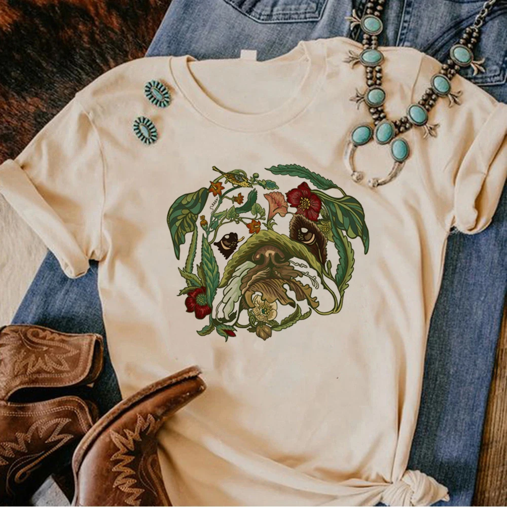 

Bulldog tshirt women summer harajuku t-shirts girl graphic Japanese designer clothing