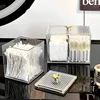1 Piece Acrylic Cotton Swab Box with Lid Bathroom Makeup Cotton Makeup Brush Storage for Cotton Swab Makeup Cotton Cosmetics, Dental Floss 4