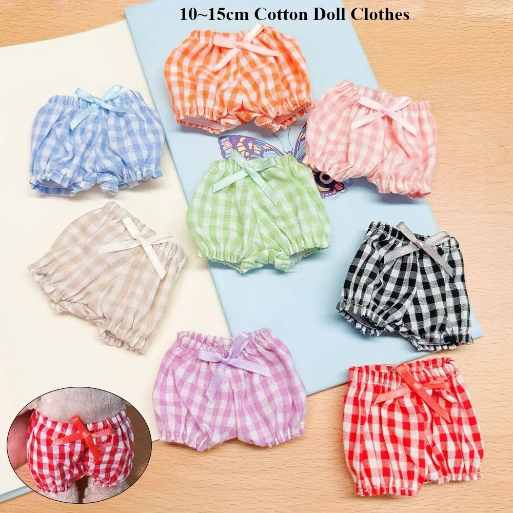 New Fashion Cotton Clothes Elastic Plaid Cute Cotton Trousers Mini Multi-Colors Casual Wears Pants for 10~15cm Cotton