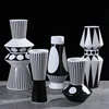 Simple Modern Black White Ceramic Vase Flower Arrangement Container Irregular Geometric Vase Living Room Countertop Decoration 1